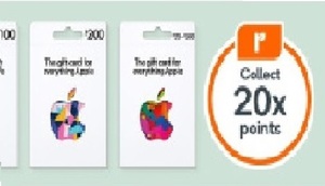 20x Everyday Rewards points on Apple gift cards @ Woolworths (31