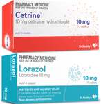 70x Cetirizine 10mg + 70x Loratadine - Hayfever Relief Combo $17.99 Delivered @ PharmacySavings