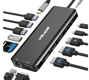 VOLANS Aluminum 14-in-1 USB-C Hub with 100W PD 4K HDMI VGA RJ45 USBA/C $83.66 Delivered @ Volans Official Store via eBay