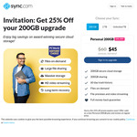 25% off 1-Year Cloud Storage for Existing Users: 200GB US$45, 2TB US$72, Unlimited US$405 @ Sync.com