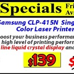 MSY - Samsung CLP-415N Colour Laser Printer (Network) $139 - Pick up Instore