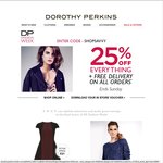 Free Worldwide Shipping + 25% off at Dorothy Perkins