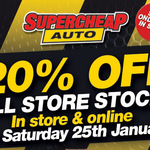 Supercheap Auto - Get 20% off All Store Stock* Saturday 25th January Only!