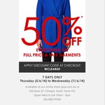 Ojay 50% off Everything on Sale and Full Price Garments