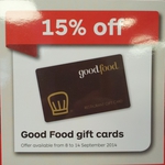 15% off Good Food Gift Cards (Auspost)