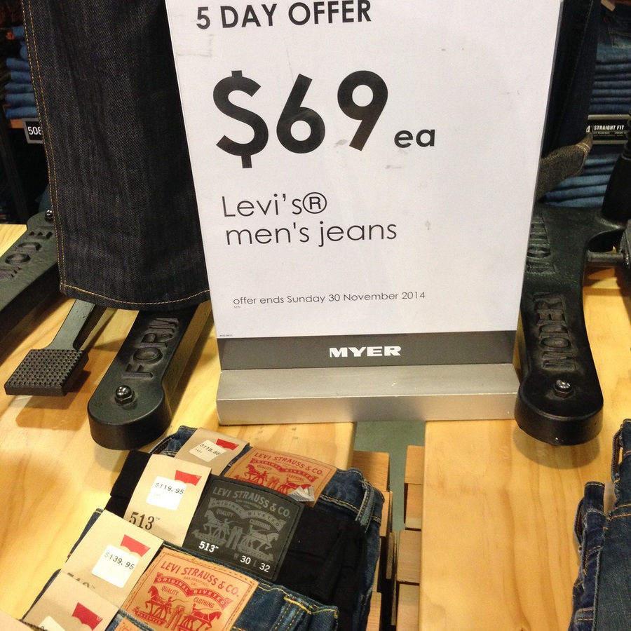 All Mens Levi's Jeans Styles for 69 at Myer OzBargain