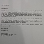 Ikea (NSW, Rhodes) Display Kitchens 50% off (As-Is Condition) -- See Letter Enclosed