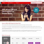 Vodafone: $50 Prepaid Cap Starter Pack for $25, $30 Starter Pack for $15