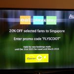 Scoot 20% off Selected Fares to Singapore