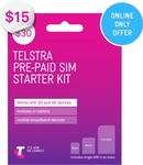 Telstra $30 Pre-Paid Sim Starter Kit for $15 Shipped from Telstra
