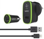 Belkin Car Charger Wall Charger with 1.2m Lighting Cable @ MSY [$25]