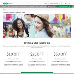 Specsavers Contact Lenses - Spend $99, Get $10 off, Spend $119, Get $25 off, Spend $149, Get $50 off