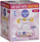 Curash Baby Wipes - 6x80pk $11.99 @ Chemist Warehouse