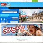 Get $30 - $75 off Selected International Flight Bookings @ BYOjet