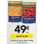 [QLD] Annalisa Canned Peeled or Diced Tomatoes 400g $0.65, Beans or Chick Peas 400g $0.49 @ Drakes