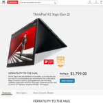 Lenovo ThinkPad X1 Yoga Gen 2 (14" WQHD Touch, i5-7200U, 8GB RAM, 512GB SSD, Win10Pro) $1799 Delivered @ Lenovo