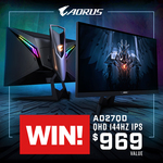 Win a Gigabyte AORUS AD27QD 27" Gaming Monitor Worth $969 from PC Case Gear