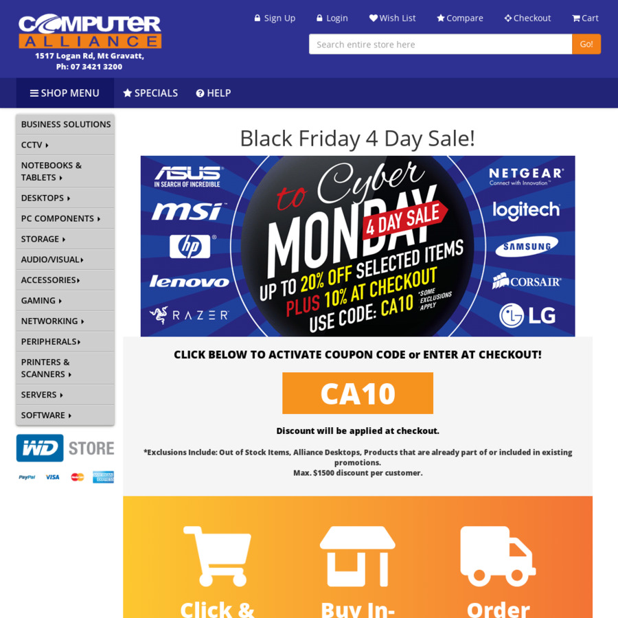 Computer Alliance Black Friday 4 Day Sale 10% off + up to ...