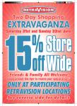 Retravision 15% off storewise this Saturday & Sunday!!!