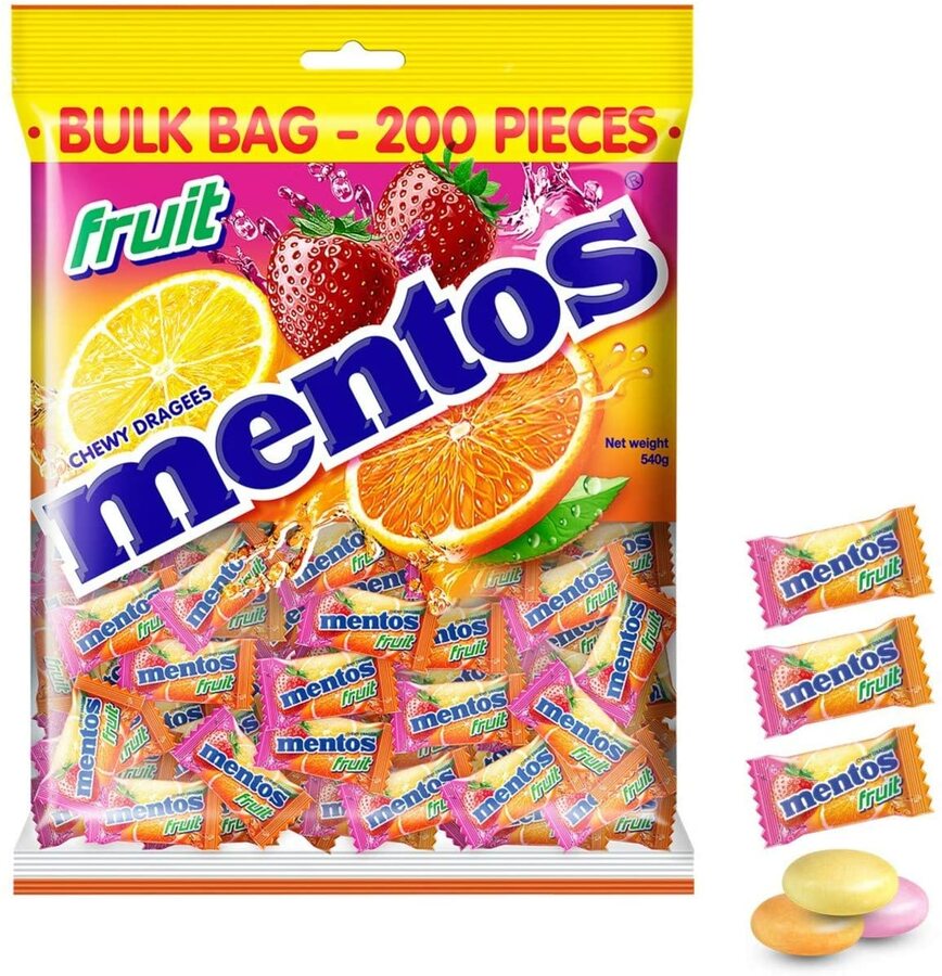 Mentos Fruit Candy 200 Pack $4.05 S&S, Mentos Pure Gum Bottles 10x 30g ...