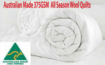[Factory Second] Australian Made 375GSM All Seasons Wool Quilt Queen $59.46 Delivered @ Dhimanvinod eBay