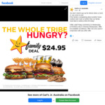 [VIC] Family Deal: 4 Burgers, 4 Small Drinks, 4 Small Fries, 2 Sundaes, 2 Cookies $24.95 @ Carl's Jr