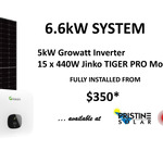 [VIC] 6.6kW Jinko 440W Solar Panels + 5kW Growatt Inverter Fully Installed from $2,200* ($350 Upfront) @ Pristine Solar