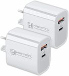 YESDEX (Heymix) 20W PD Charger 2-Pack USB-C Power Adapter QC3.0 Charger $14.99 + Delivery ($0 with Prime) @ YESDEX via Amazon AU