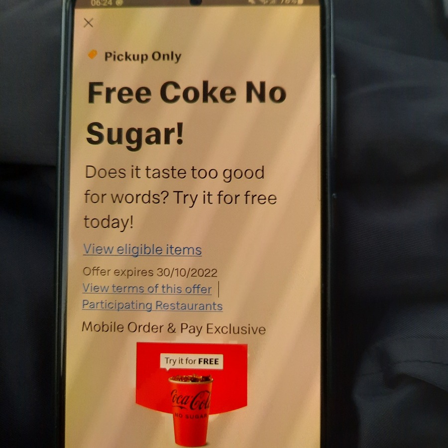 Free Coke No Sugar (up To Large Size) @ McDonald's Via MyMacca's App ...