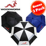 Woodworm Golf Umbrella 152cm (60") Collapsible Double-Canopy - 3 Pack $27.90 Delivered OO.com.au