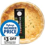 Hedys Quiche 1.1kg, - 2 for $15 (Flybuys Membership Required, Online Only, Minimum $50 Order, Save $14) @ Coles