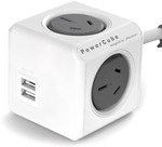 Allocacoc 4-Outlet 1.5m Extended PowerCube w/ USB (Grey) $9.99 + Delivery (Free Delivery with One Pass) @ Catch