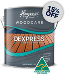 15% off Woodcare Dexpress Deck & Timber Stain + $15 Delivery to within 25km of Store ($0 C&C/ $150 Order) @ Haymes Paint