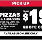 Domino's - Any 3 Pizzas + Garlic Bread + 1.25lt Coke $19.95 Pick up until 30th March