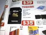 Toshiba 16GB SDHC Class4 $35 MLN Limit 2 Per Cust (in-Store Only ?)