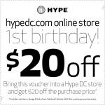 Hypedc.com Online Store's 1st Birthday - $20 off in Store and Online