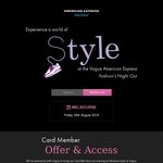 AmEx: Spend $50 Get $20 Back (Up to 3 Times) In-Store 25/8-8/9 + Vogue Fashion Nights (Free Snacks & Drinks) [MEL 26/8, SYD 1/9]