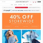 Jeanswest 40% off Store Wide, Including Outlet Items