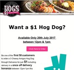 Hog Dog $1 Delivered from Hog's Breath via Deliveroo - [Indooroopilly QLD 12-1pm 20th July Only]