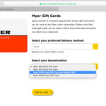 Purchase a Myer eGiftcard Worth $100 and Receive $10 Extra Bonus Using Commonwealth Bank Points through Netbank