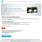 HP Ink Cashback with The Purchase of 2 XL Ink Cartridges (up to $30) @ HP