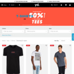 50% off Tees - Shirts & Singlets from $9.99 (Free Click & Collect) @ yd.