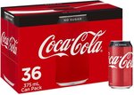 Coca-Cola, No Sugar Can, 36x 375mL for $23.99 Delivered @ Amazon AU