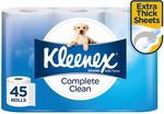 3x Kleenex Complete Clean Toilet Tissue, 45 Rolls $57 Delivered ($16.15 Each) @ Amazon AU