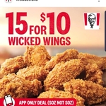 [NSW, ACT] 15 Wicked Wings for $10 @ KFC via App