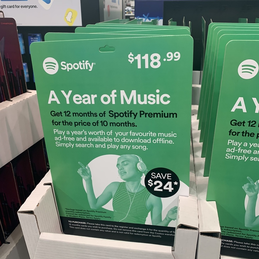 spotify gift card 1 month