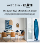 Win a 3 Night Stay at The Atlantic Byron Bay + $1,000 West Elm Gift Card from Williams-Sonoma