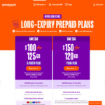 amaysim Long Expiry | 12 Months, 120GB for $150 (Was $200) | 6 Months, 125GB for $100 (Was $150)