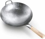 Mammafong 14" Traditional Hammered Flat Bottom Carbon Steel Wok $49.33+Delivery (Free with Prime & $49 Spend) @ Amazon US via AU
