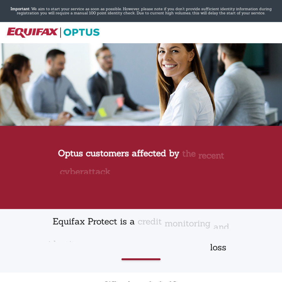 Free 12 months equifax protect subscription for optus data breach
